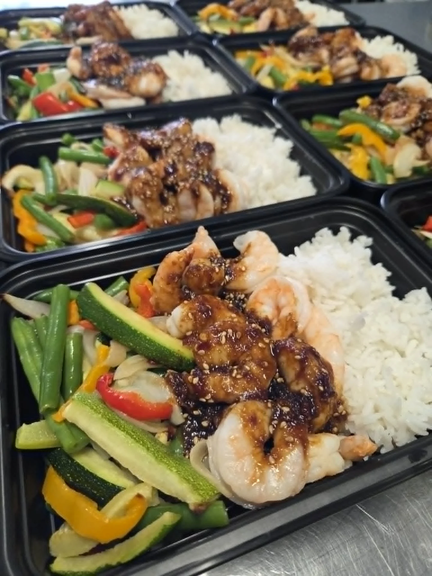 Prepared healthy meals in containers
